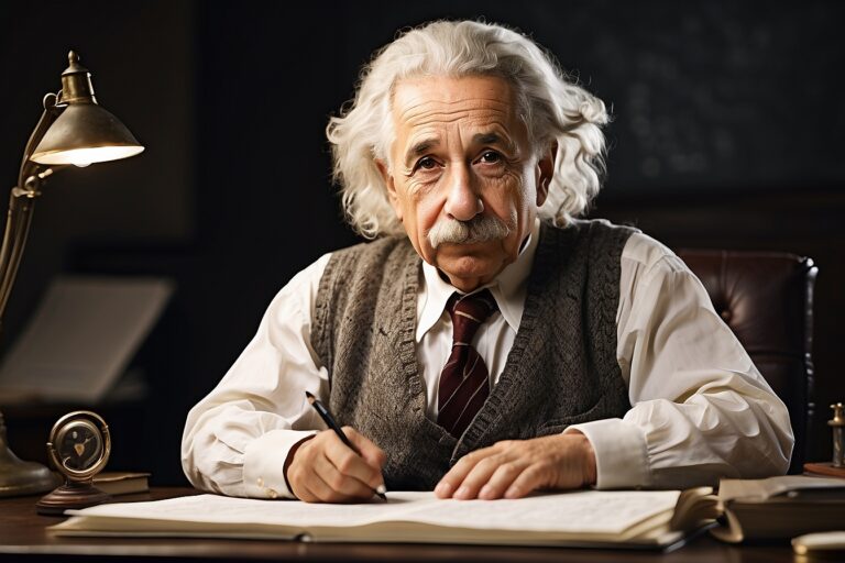 Albert Einstein ga en gang et viktig råd til unge forskere. Hva sa han? AI-generert bilde.